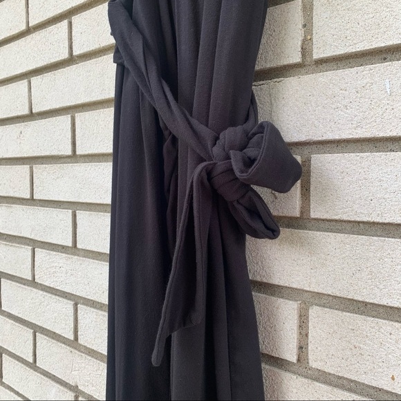 Peruvian Connection Black Sari Tie Front Dress Pima Cotton Modal Spandex Small - Picture 7 of 9